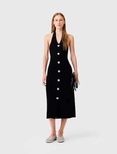 Maje Dress With Floral Jewel Details In Black
