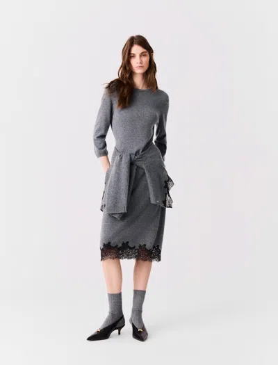 Maje Dress With Lace Panel In Multi