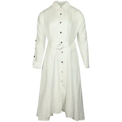 Maje Dress With Studded Sleeves In White Cotton