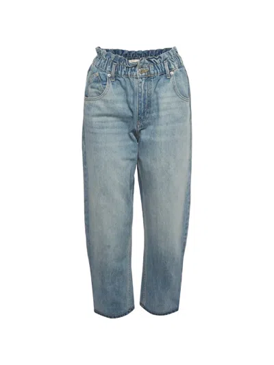 Pre-owned Maje Elasticated Faded Jeans In Blue