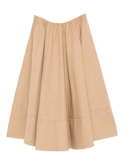 Maje Elasticated-waist Midi Skirt In Neutral
