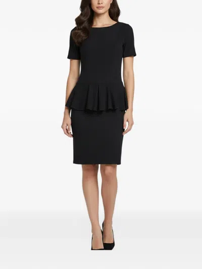 Pre-owned Maje Elphege Peplum Midi Dress In Black