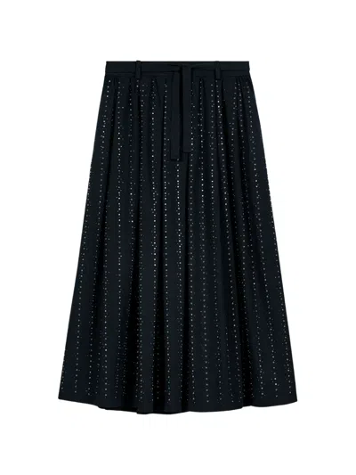 Maje Embellished A-line Midi Skirt In Black