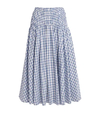 Maje Embellished Check Midi Skirt In White