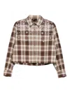 Maje Embellished Check-pattern Shirt In Brown