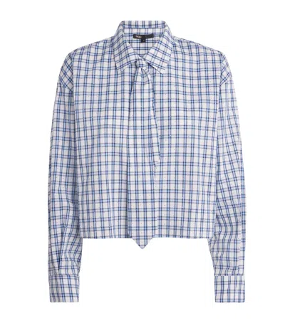 Maje Embellished Check Shirt In Blue