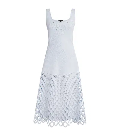 Maje Embellished Crochet Midi Dress In Blue