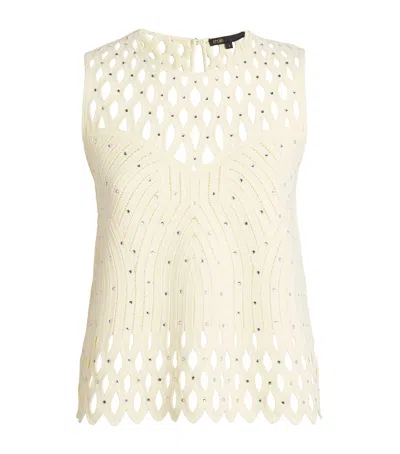 Maje Embellished Crochet Top In Yellow