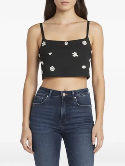 Pre-owned Maje Embellished Knit Crop Top In Black
