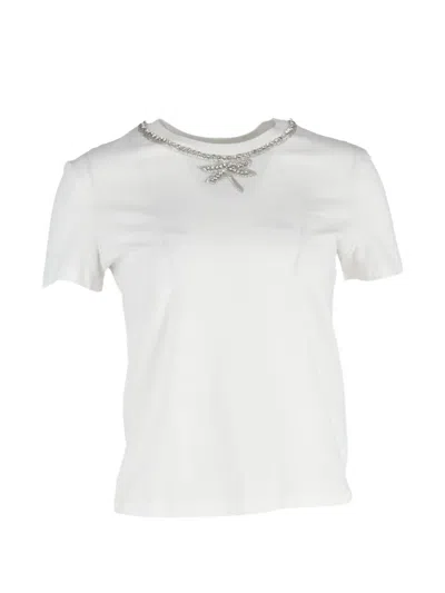 Pre-owned Maje Embellished-neck T-shirt In White