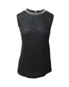Maje Embellished Neckline Sleeveless Top In Black Linen
