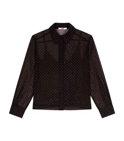 Maje Embellished Shirt In Brown