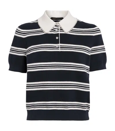Maje Embellished Stripe Polo Shirt In Black