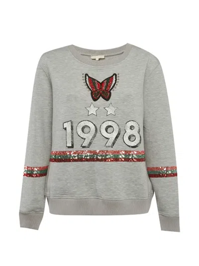 Pre-owned Maje Embellished Sweatshirt In Gray