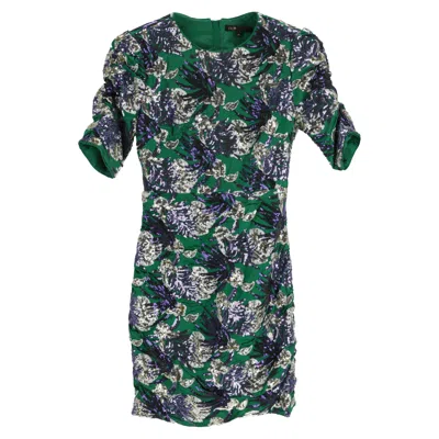Maje Embellished Twill Mini Dress In Green Viscose