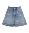 Maje Embellished Wide-leg Denim Shorts In Blue