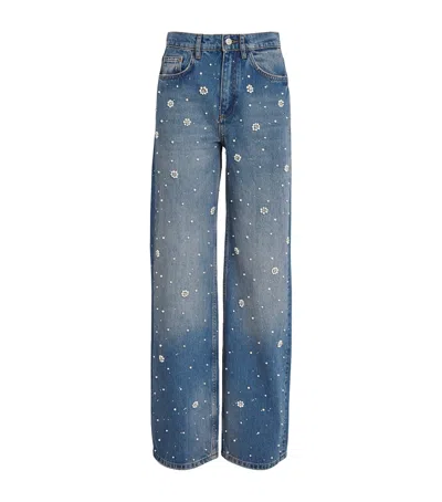 MAJE EMBELLISHED WIDE-LEG JEANS