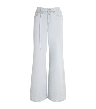 Maje Embellished Wide-leg Jeans In Blue