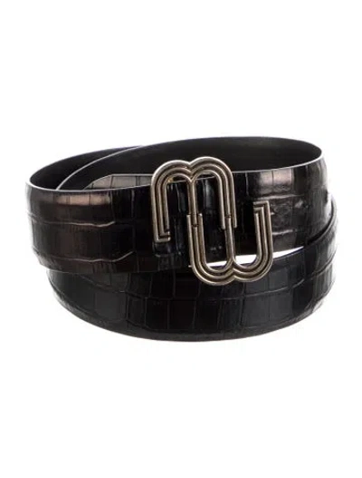 Pre-owned Maje Embossed Leather Belt In Black
