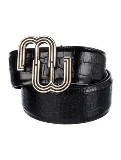 Pre-owned Maje Embossed Leather Belt In Black
