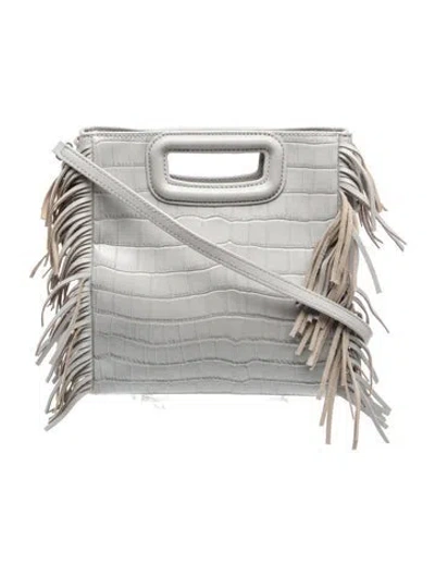 Pre-owned Maje Embossed Leather Crossbody Bag In Gray