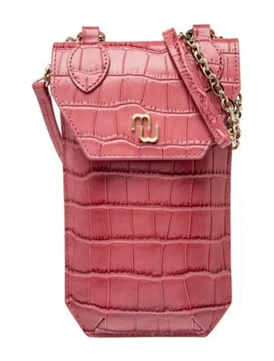 Pre-owned Maje Embossed Leather Crossbody Bag In Pink