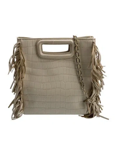 Pre-owned Maje Embossed Leather Crossbody Bag In White