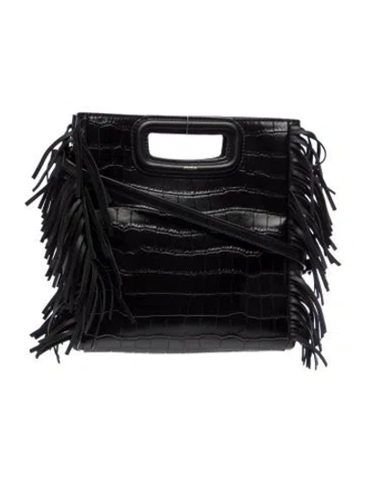 Pre-owned Maje Embossed Leather Top Handle Bag In Black