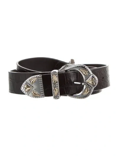 Pre-owned Maje Embossed Leather Waist Belt In Black