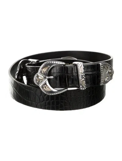 Pre-owned Maje Embossed Leather Waist Belt In Black