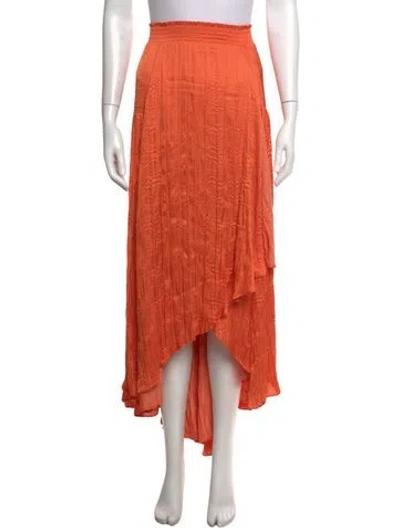 Pre-owned Maje Embroidered Accent Long Skirt In Orange