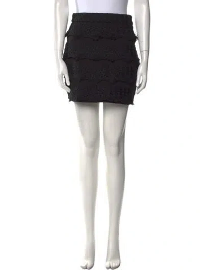 Pre-owned Maje Embroidered Accent Mini Skirt In Black