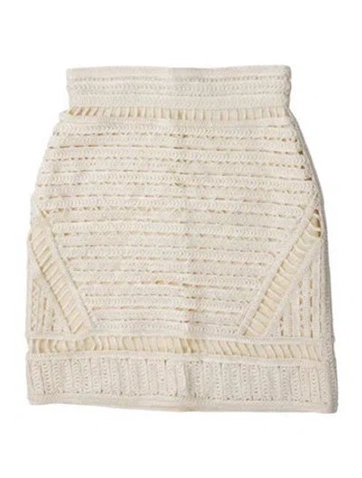 Pre-owned Maje Embroidered Accent Mini Skirt In White
