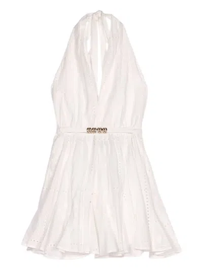 Maje Embroidered Backless Dress In White