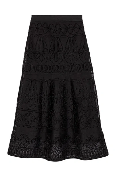 Maje Womens Black Floral-embroidered Woven Maxi Skirt