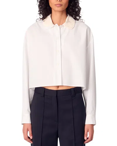 MAJE EMBROIDERED COLLAR SHORT SHIRT