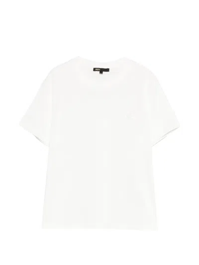 Maje Embroidered Cotton T-shirt In White