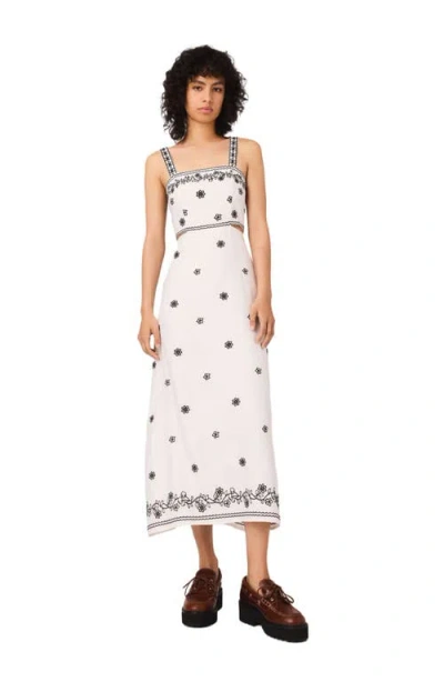 Maje Embroidered Cut-out Maxi Dress In Blue