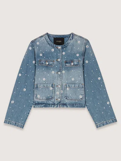 MAJE EMBROIDERED DENIM JACKET
