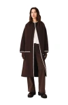 Maje Embroidered Double-faced Coat In Brown