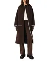 Maje Embroidered Double-faced Coat In Brown