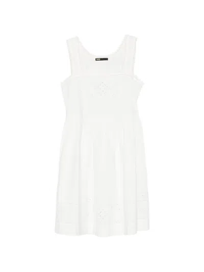 Maje Embroidered Flared Mini Dress In White