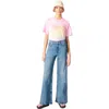 Maje Womens Bleus Leaf-embroidered Wide-leg Stretch-denim Jeans In Blue