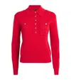 Maje Womens Logo-embroidered Long-sleeve Wool-blend Polo In Red