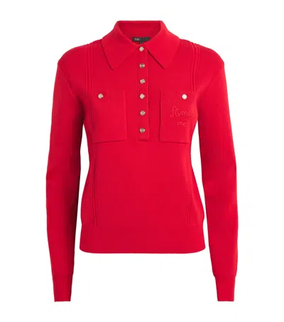 MAJE EMBROIDERED KNITTED POLO SHIRT