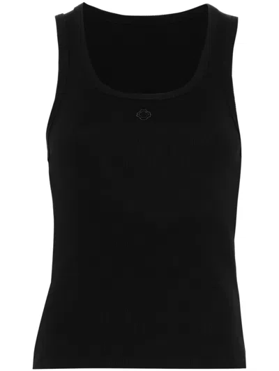 Maje Embroidered-logo Ribbed Tank Top In Black