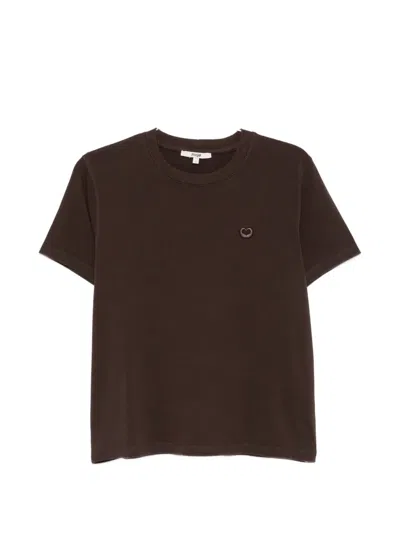 Maje Embroidered Logo T-shirt In Brown