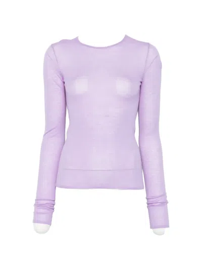 Maje Embroidered Long-sleeve Top In Pink
