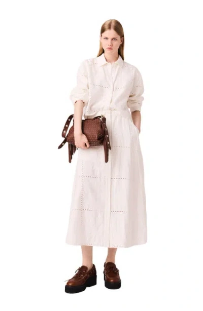 Maje Embroidered Midi Skirt In Neutral