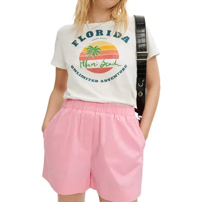 Maje Embroidered Pull-on Shorts In White